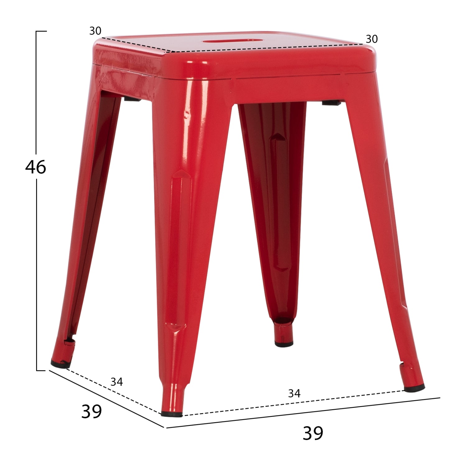 Метална табуретка Мелита в червен цвят 37x37x45см