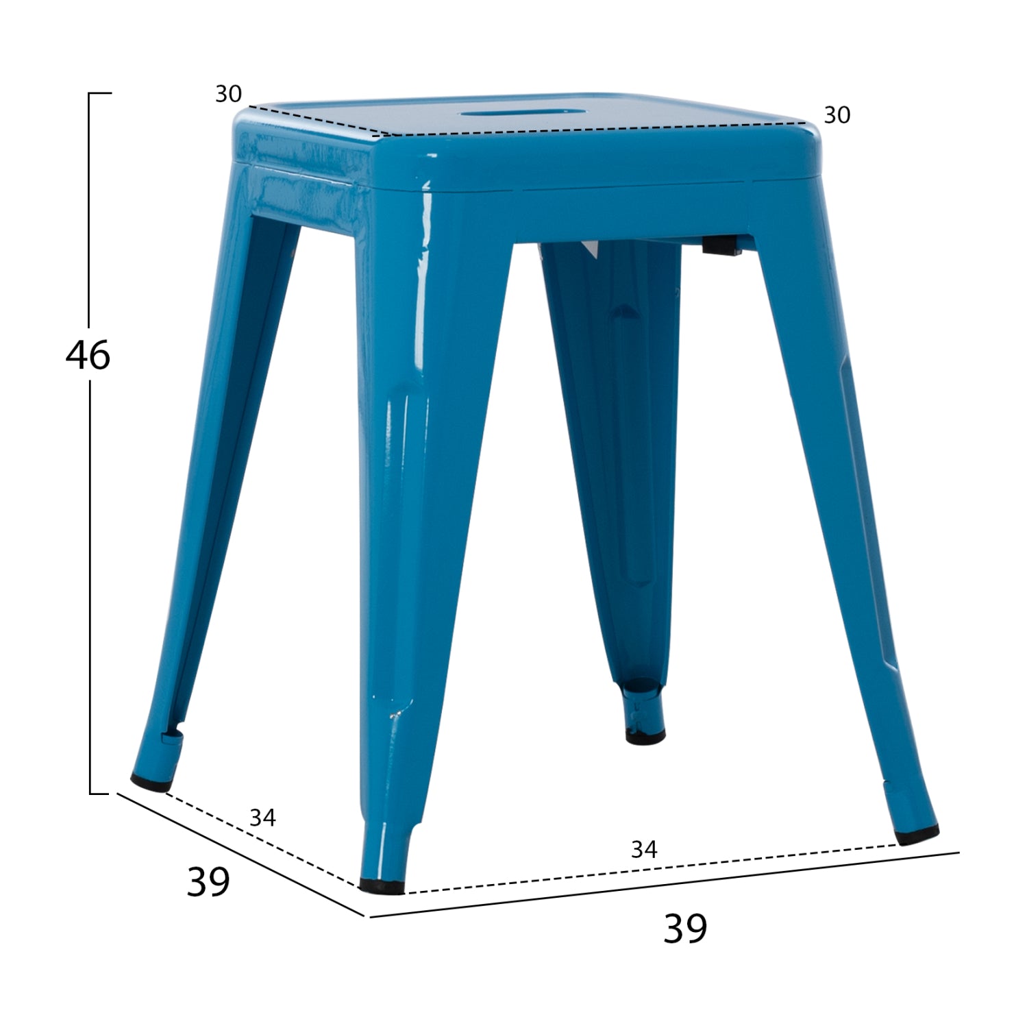 Метална табуретка MELITA в син цвят 37x37x45см