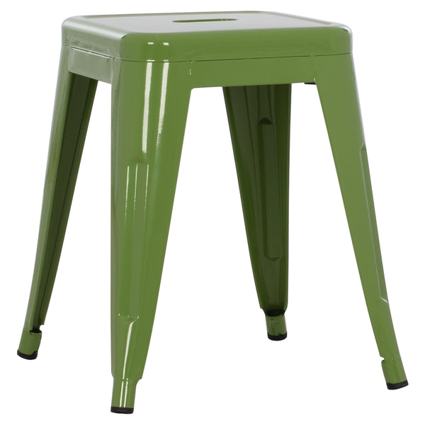 Метална табуретка  MELITA  в светло маслинено зелен цвят 37x37x45см