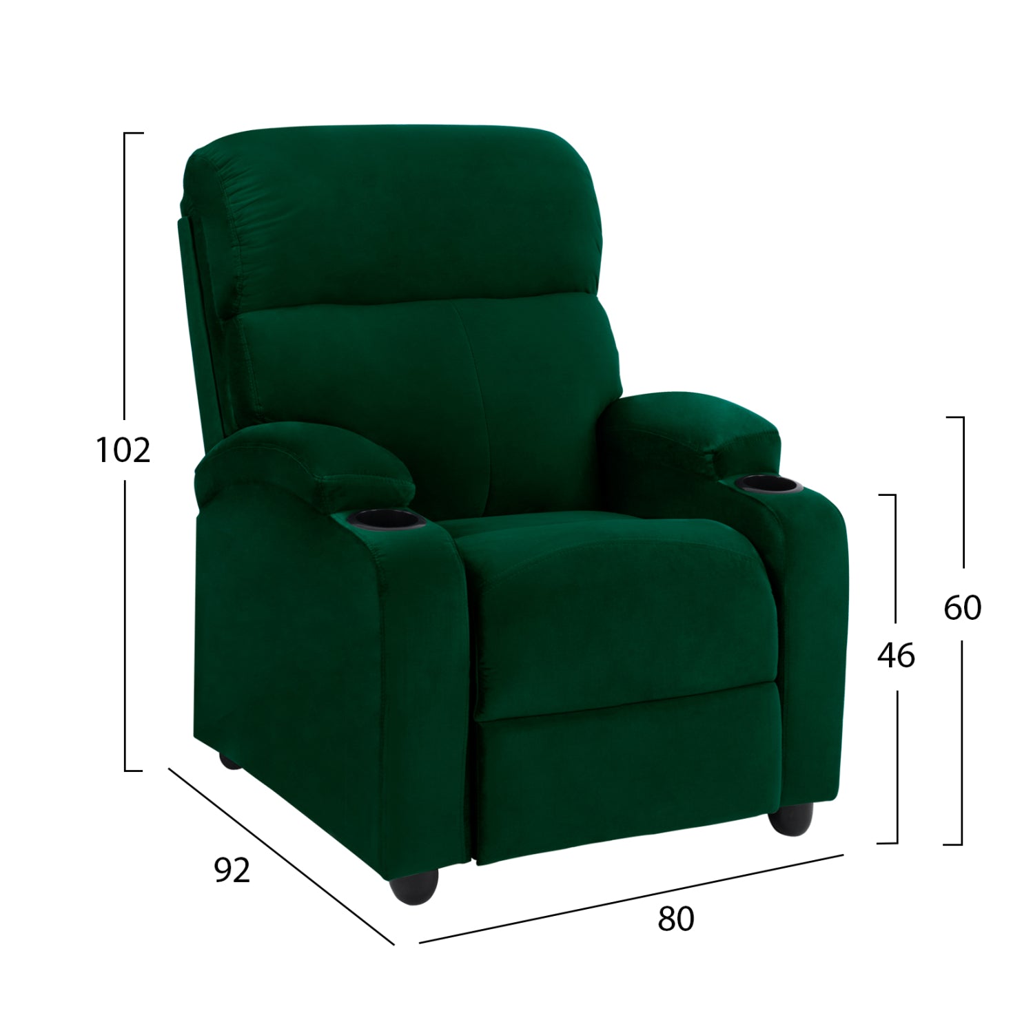 RELAX кадифено кресло кипарис с механизъм 80x92x102h см.