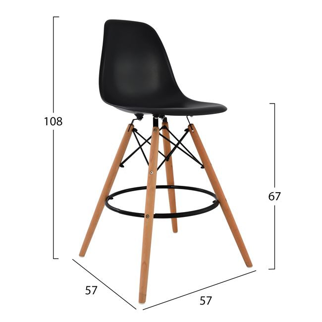 Бар стол ИВИ черен цвят 58x56x107