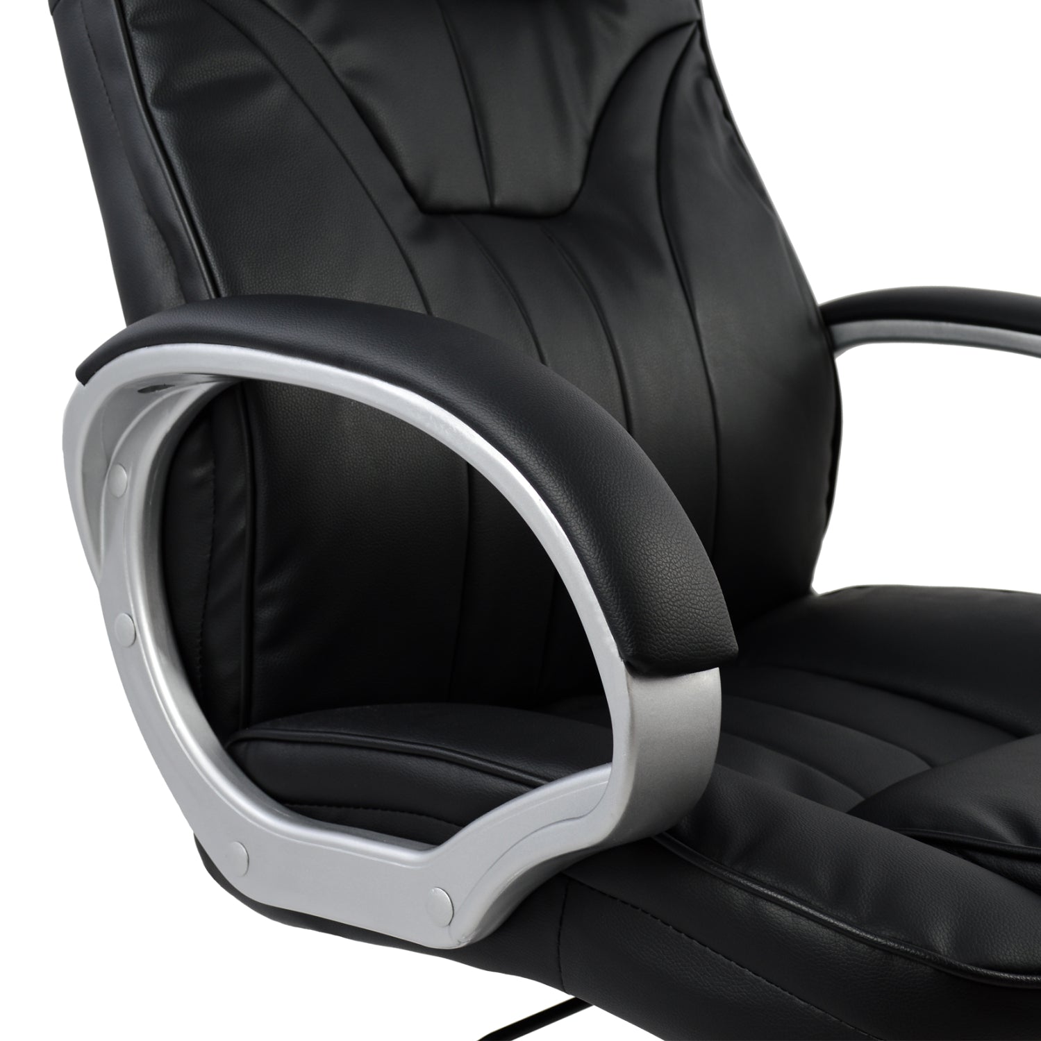 Офис стол черен pu Starell с хромирани крака 65x71x106.5-116см