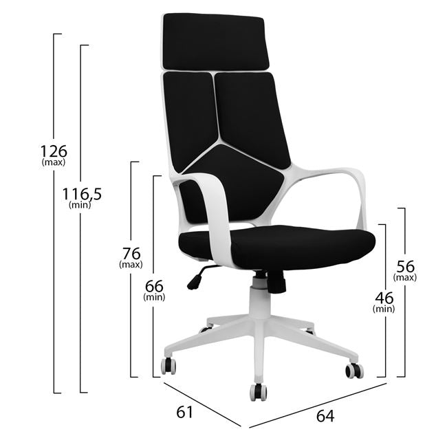 Офис стол ANIVIA черен 64x61x126см