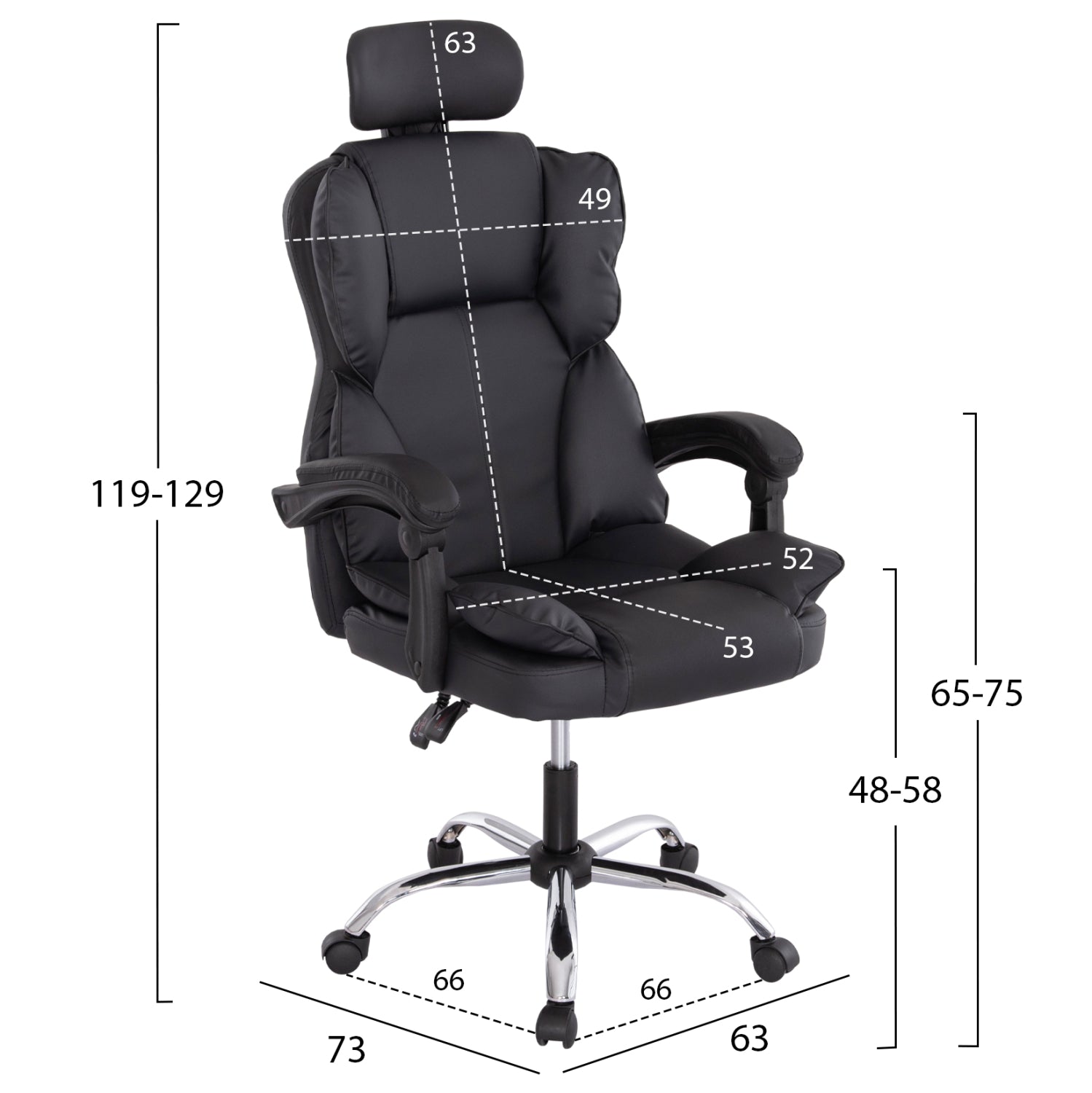 Офис стол OCTAVIUS черен цвят  63x73x129