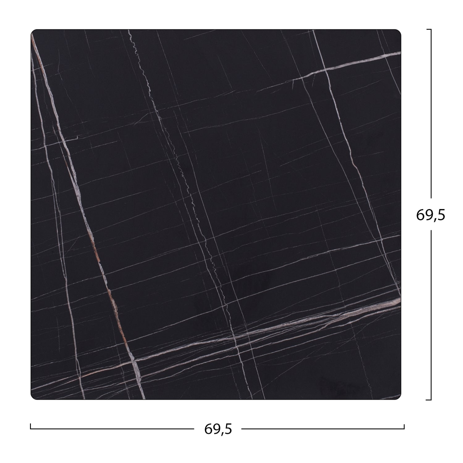 Компактен плот за маса hpl черен мрамор 5175 με1169902 69.5x69.5 дебелина 12 мм