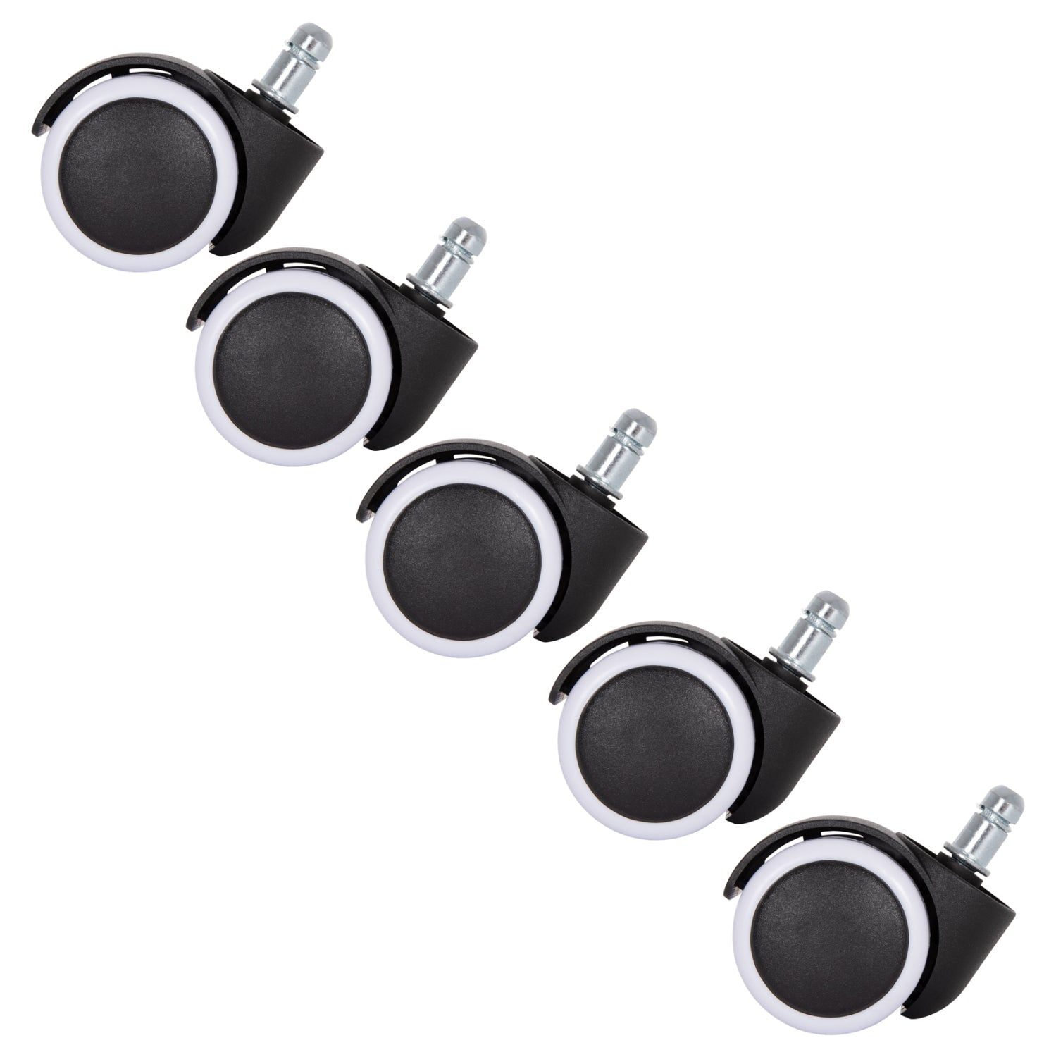 Replacement castor wheels 5pcs set for office chairs КГ1203--black & white