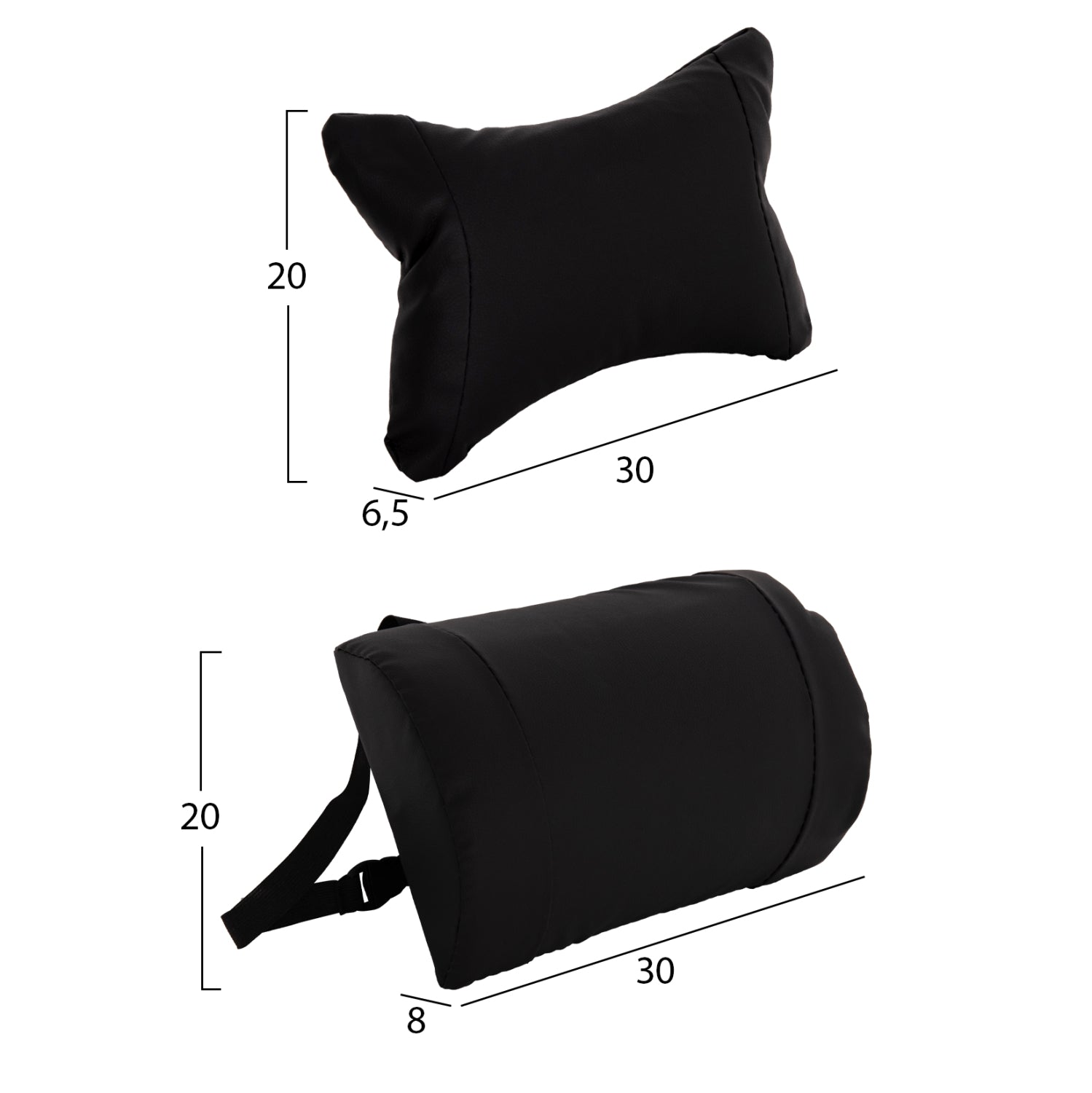 Черен комплект възглавници за гръб и глава
