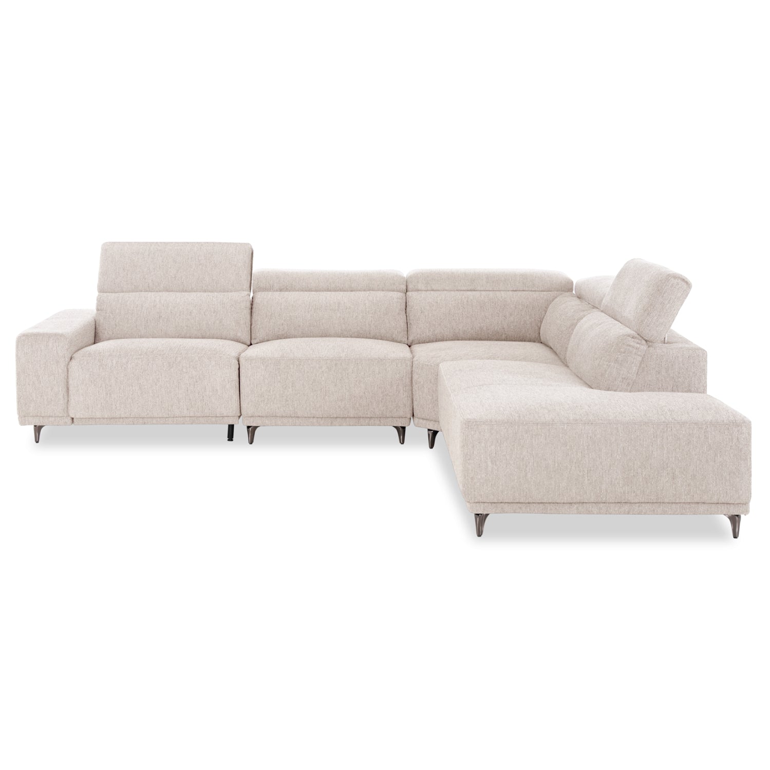 Десен ъглов 5-местен диван с регулиращо се облегане lunaris sm3316.02r, платов екру, 307x267x94в