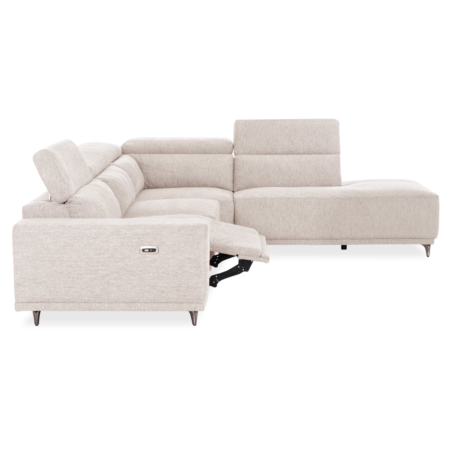 Ляв ъглов 5-местен диван с регулиращо се облегане lunaris sm3316.02l екру платов 307x267x94в