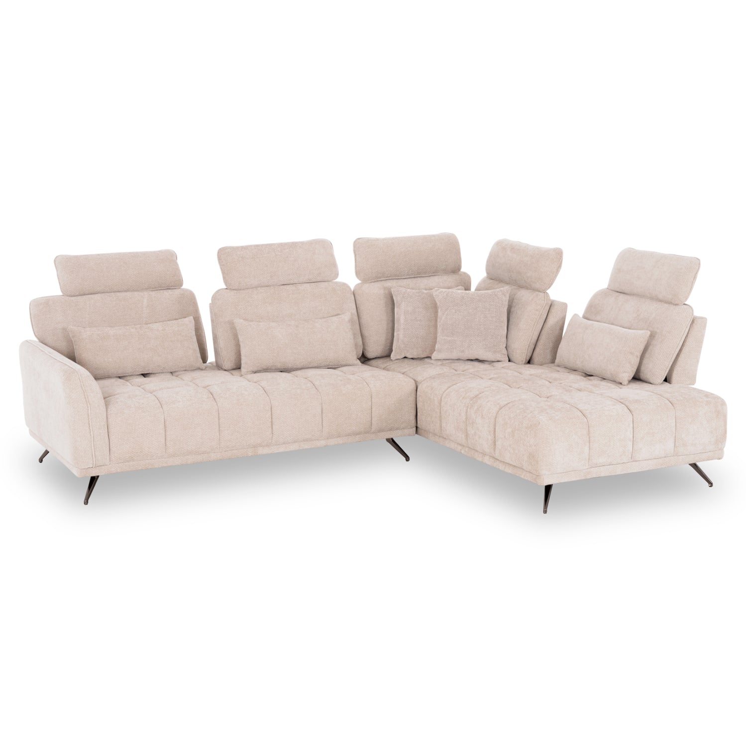 Десен ъглов 5-местен диван myron sm3318.02r екру платов 290x110-225x110h