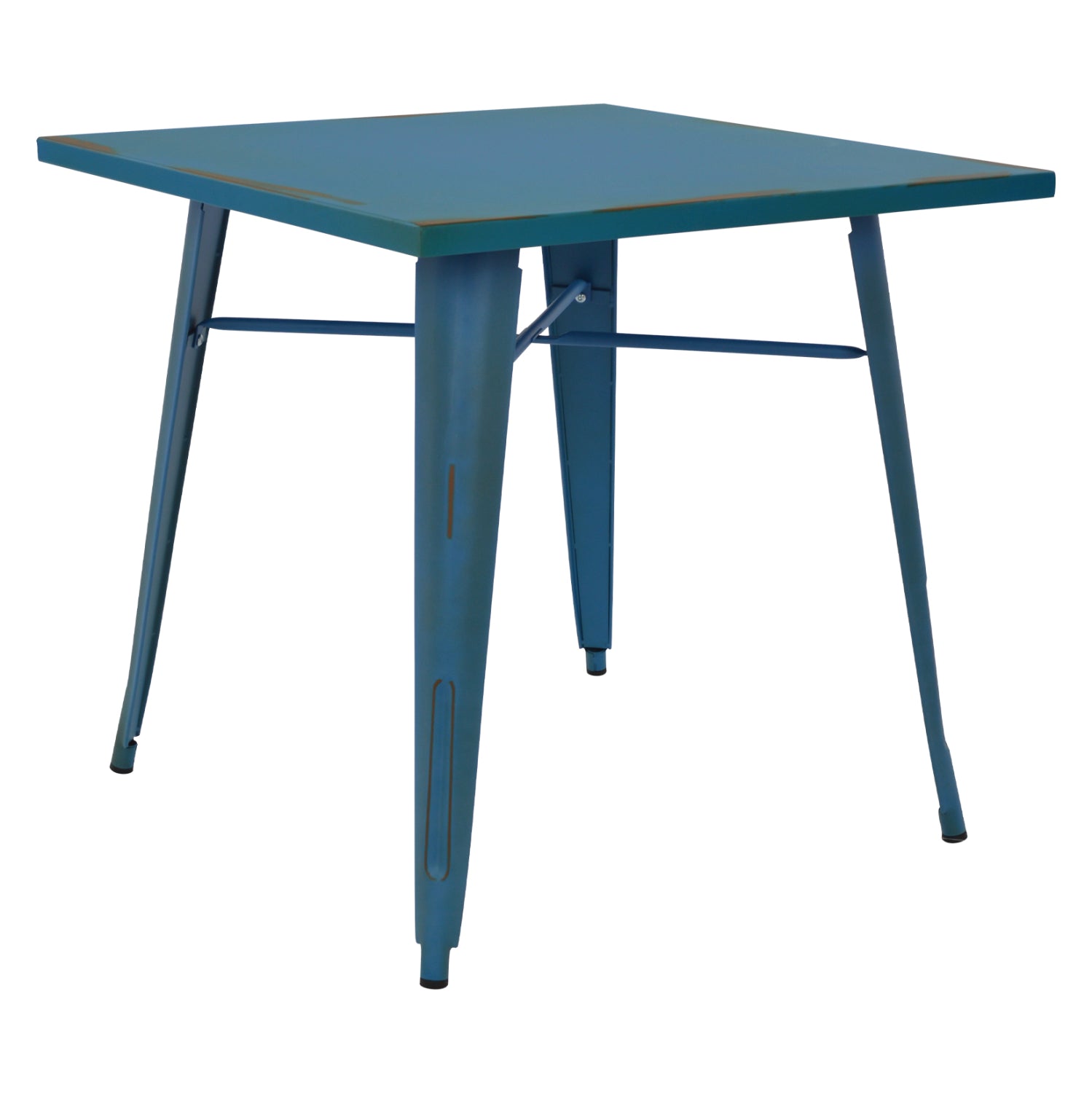 Метална маса в цвят синя патина 80х80х76