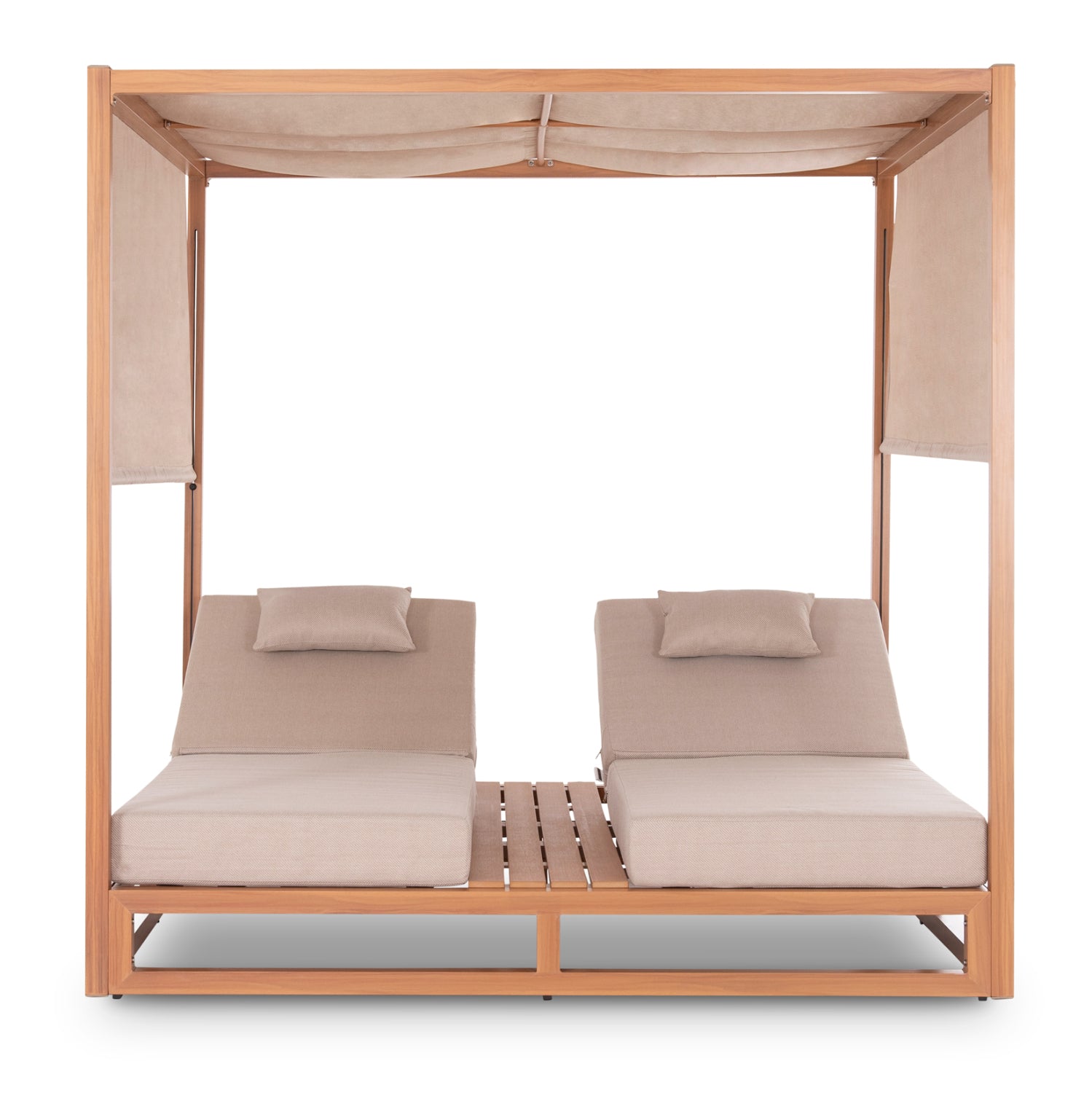 Двоен шезлонг със сенник  GALLANT алуминиев - бежови възглавници 200x200x200в
