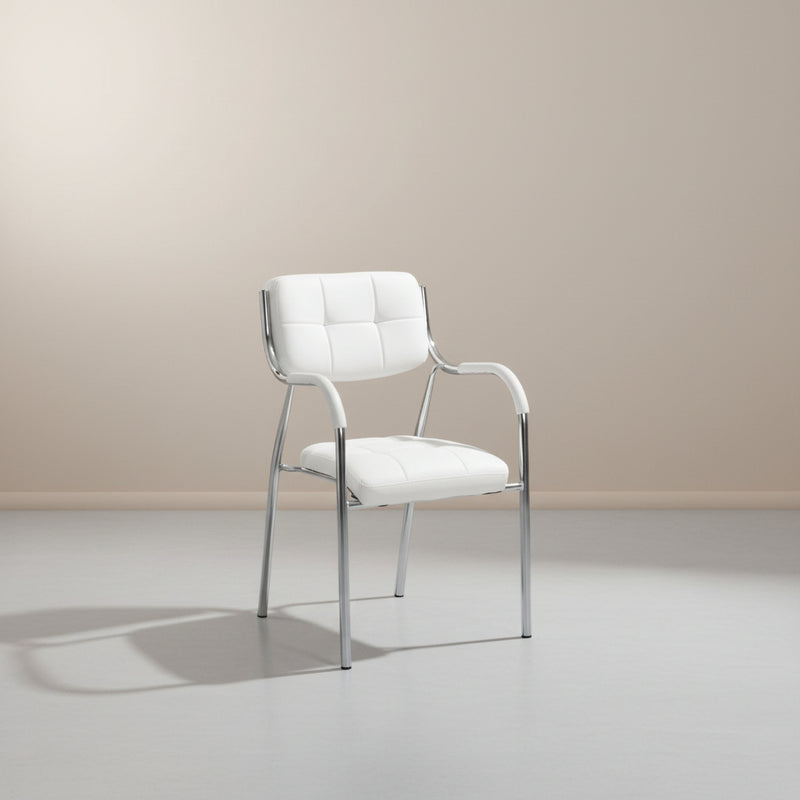Посетителски стол OBERON цвят бял-хром  51x52x88см