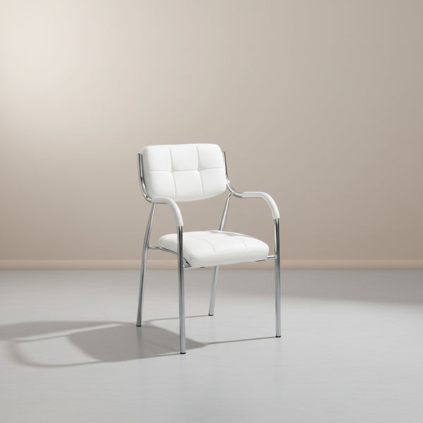 Посетителски стол OBERON цвят бял-хром  51x52x88см