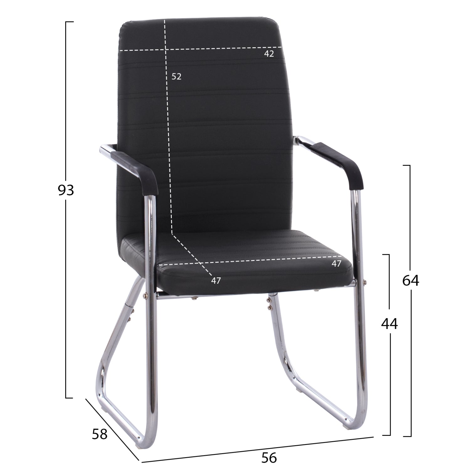 Посетителски стол  DALEY черен цвят 56x58x93см