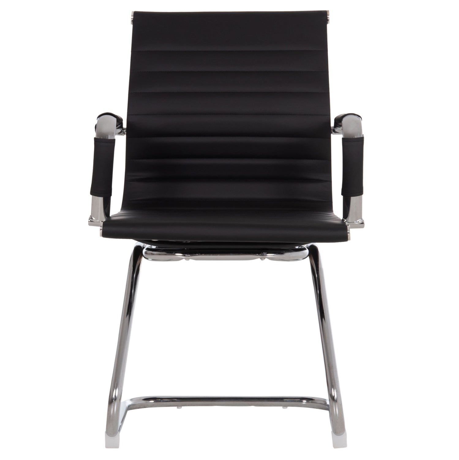 Посетителски стол  BOSS с подлакътник черен PU 54x56x87см.