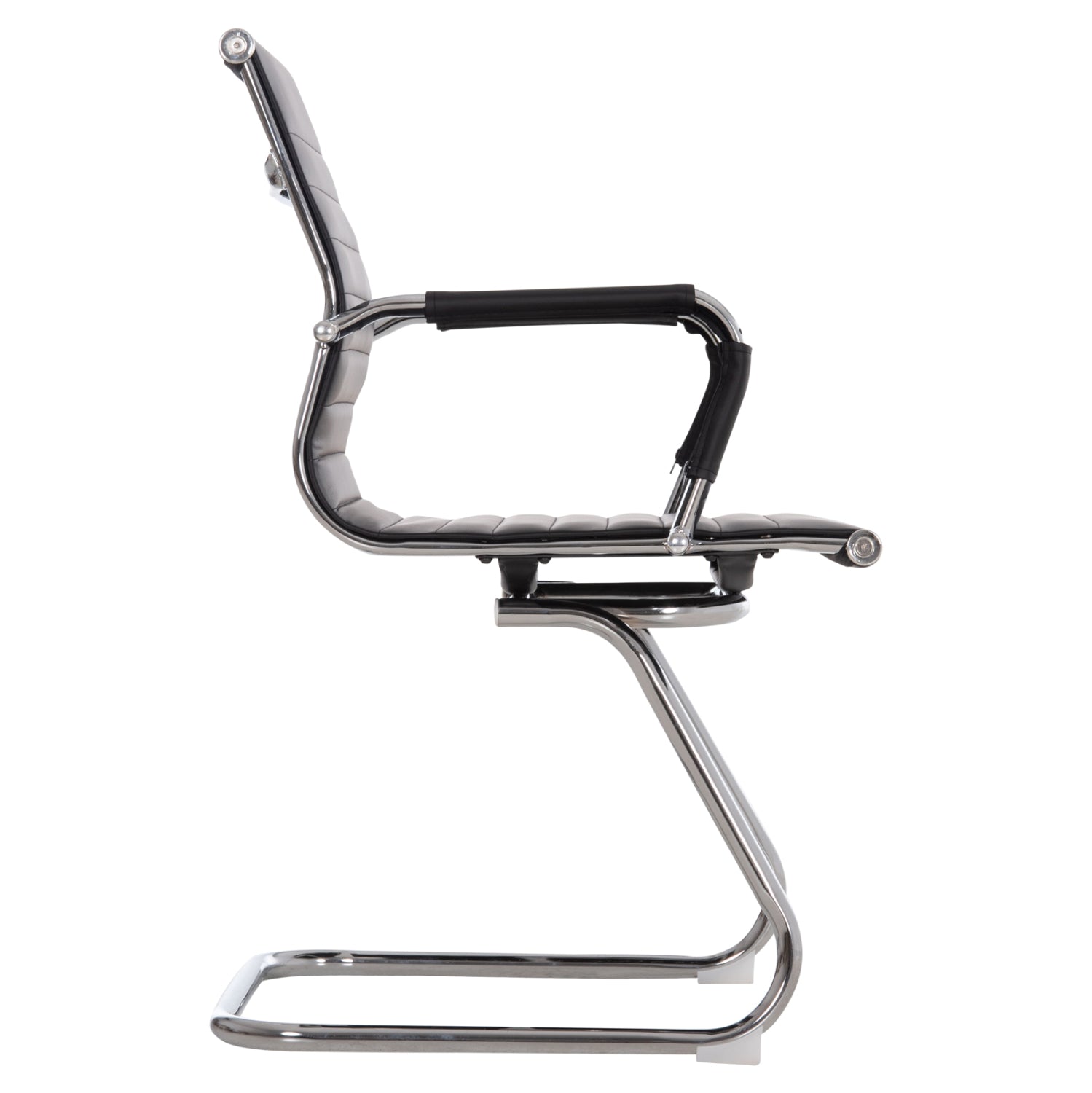 Посетителски стол  BOSS с подлакътник черен PU 54x56x87см.