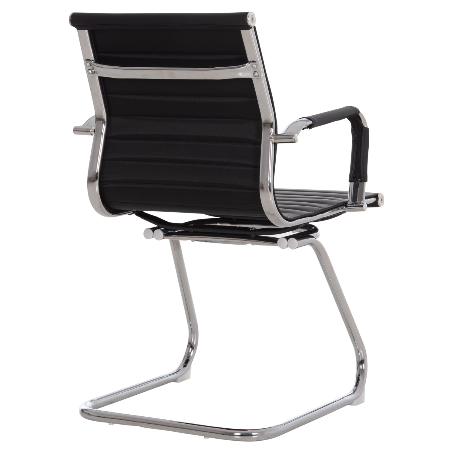 Посетителски стол  BOSS с подлакътник черен PU 54x56x87см.