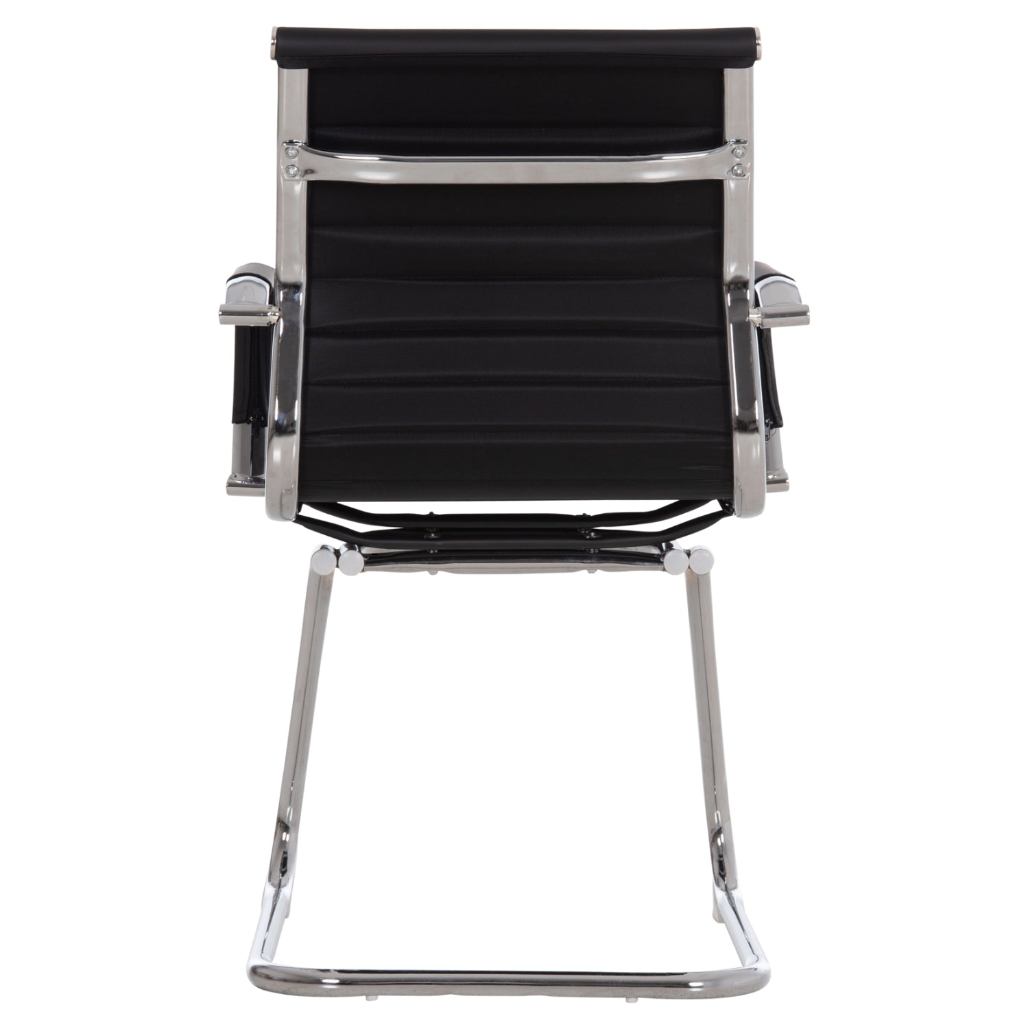 Посетителски стол  BOSS с подлакътник черен PU 54x56x87см.