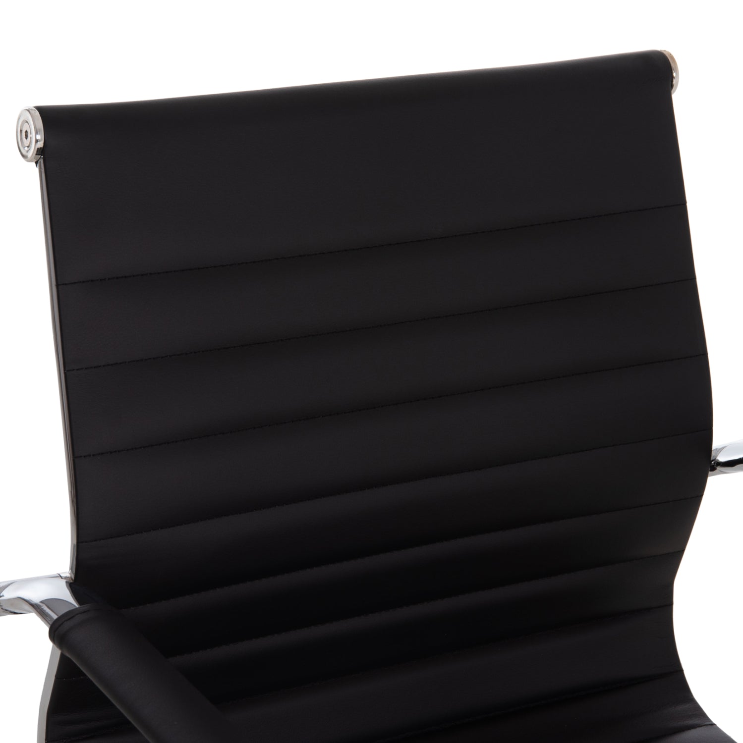 Посетителски стол  BOSS с подлакътник черен PU 54x56x87см.