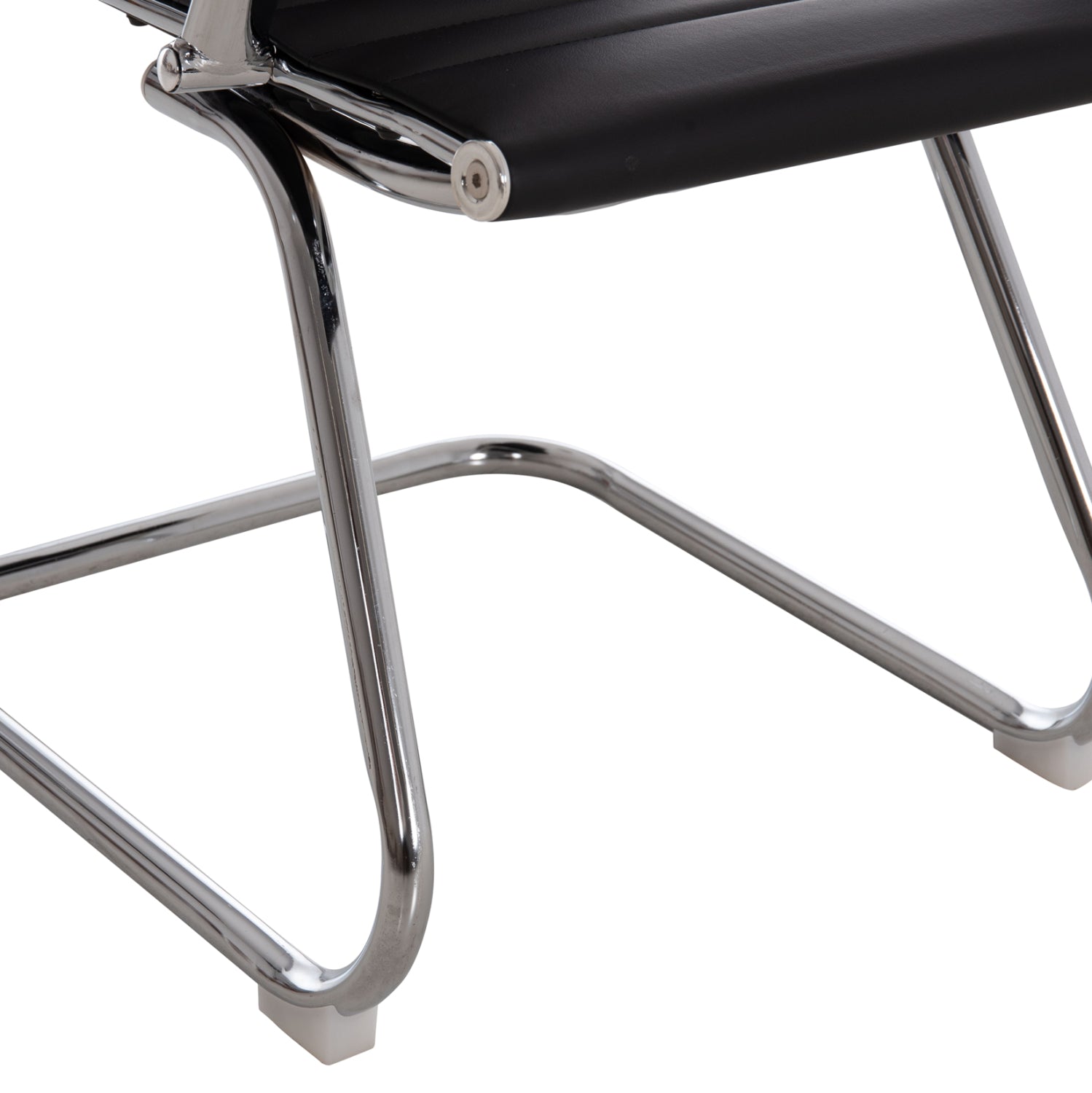 Посетителски стол  BOSS с подлакътник черен PU 54x56x87см.