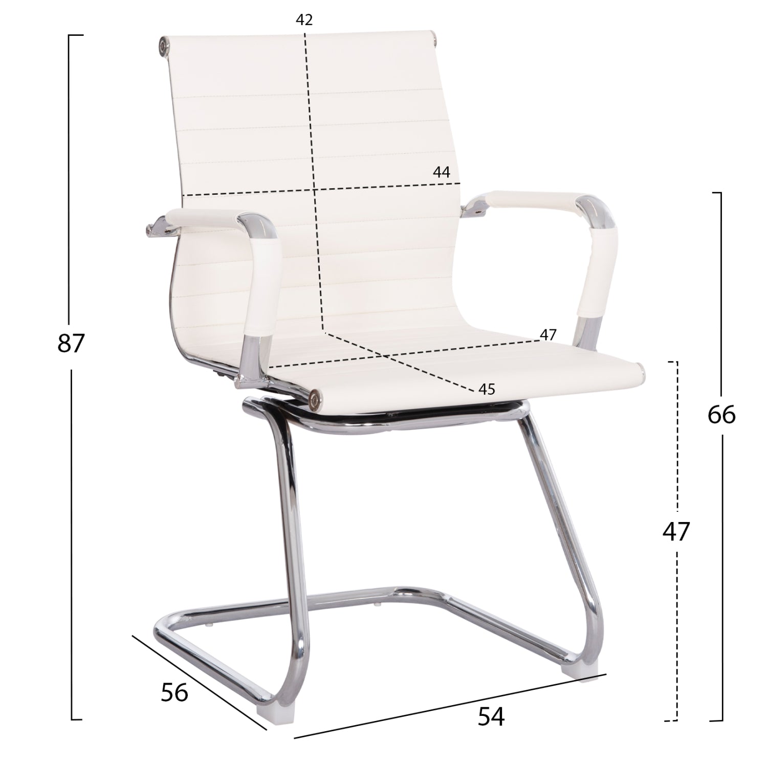 Посетителски стол  BOSS с подлакътници  /бял PU 54x56x87см.