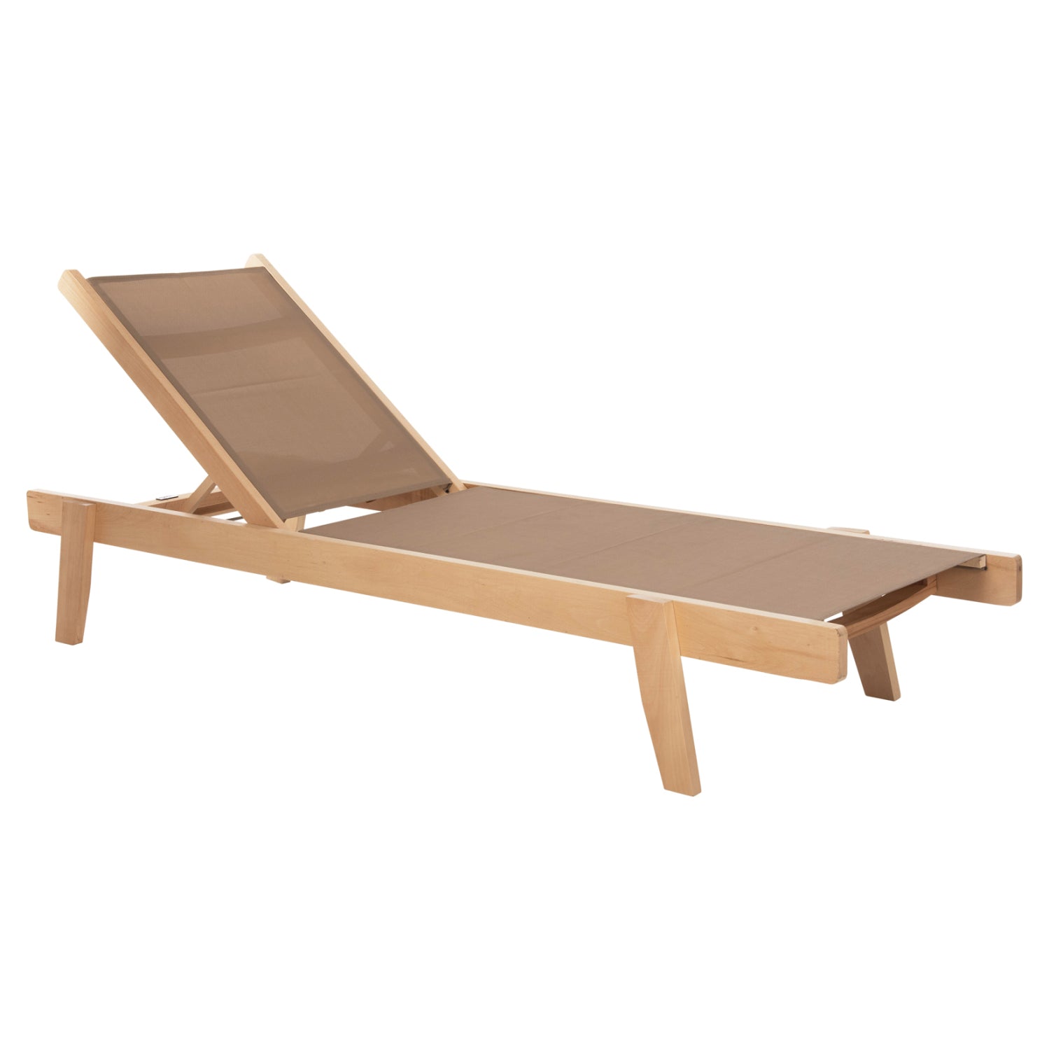 Професионален шезлонг  CRETA  мока цвят /бкова дървесина 200x61-66x31-91cm.