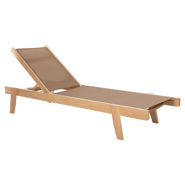 Професионален шезлонг  CRETA  мока цвят /бкова дървесина 200x61-66x31-91cm.