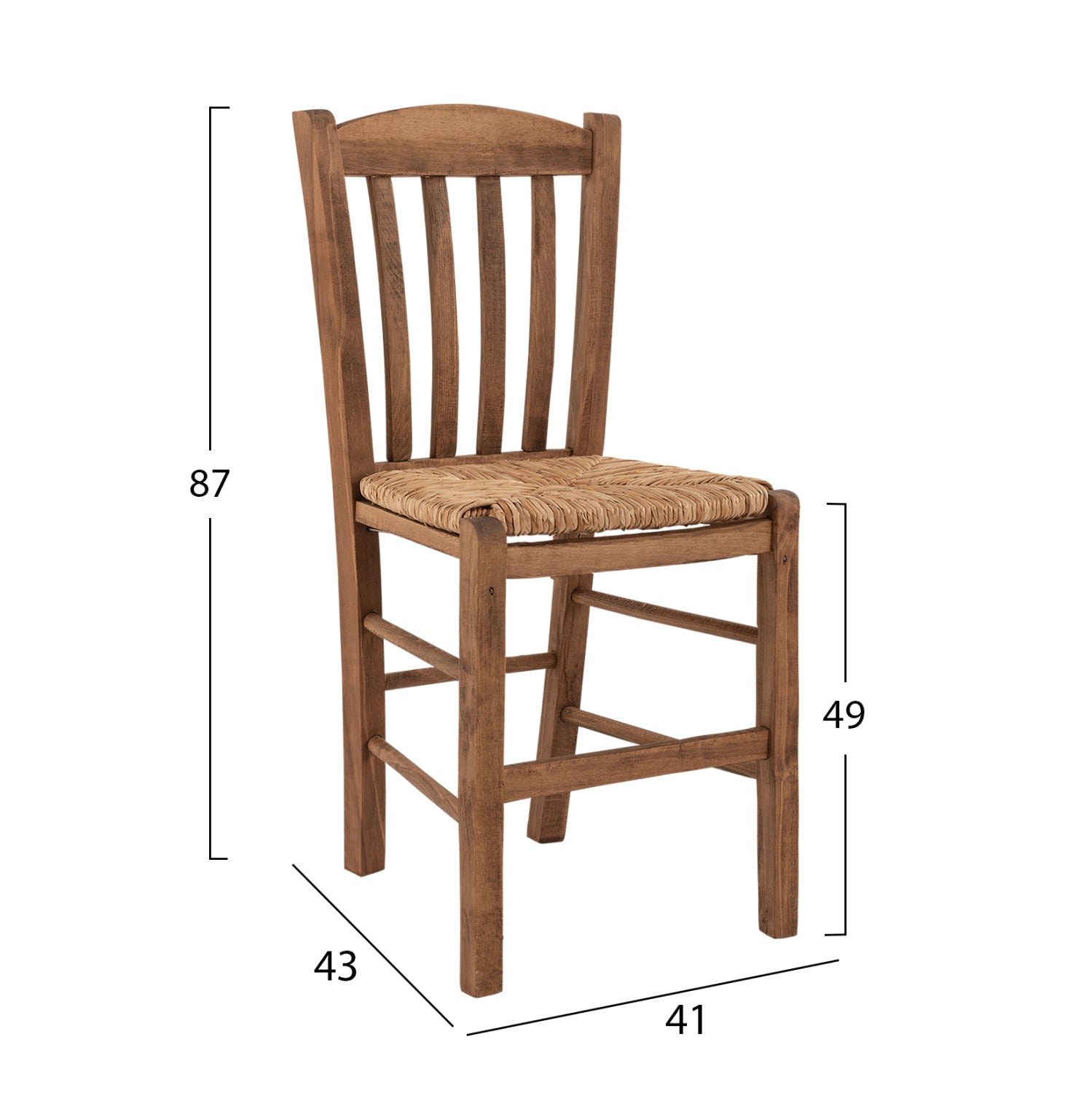 Традиционен стол Монте цвят орех/ слама
