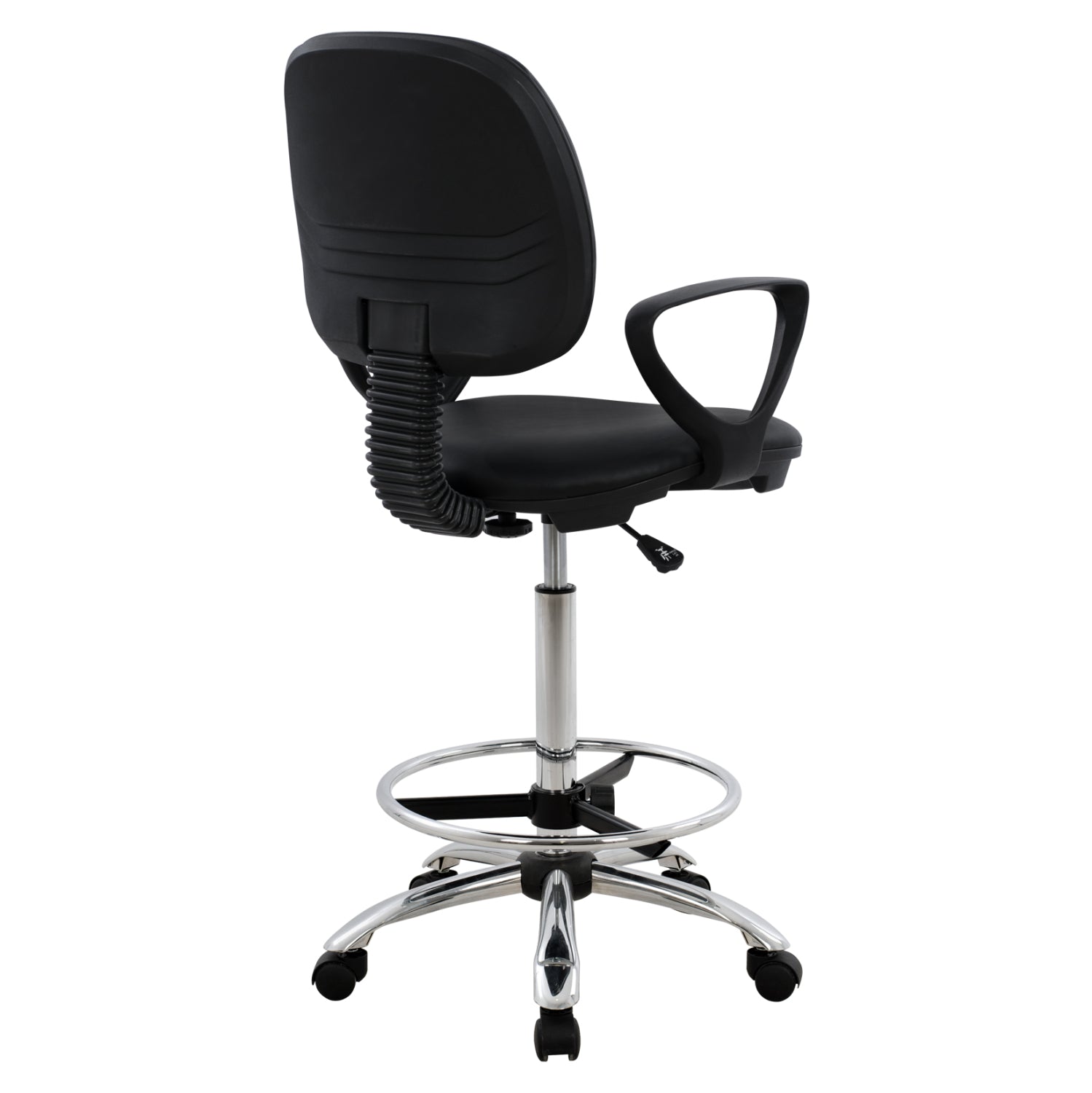 Офис стол  IVERN 56,5x60x136см черна еко кожа хром крак 64x55x112-120