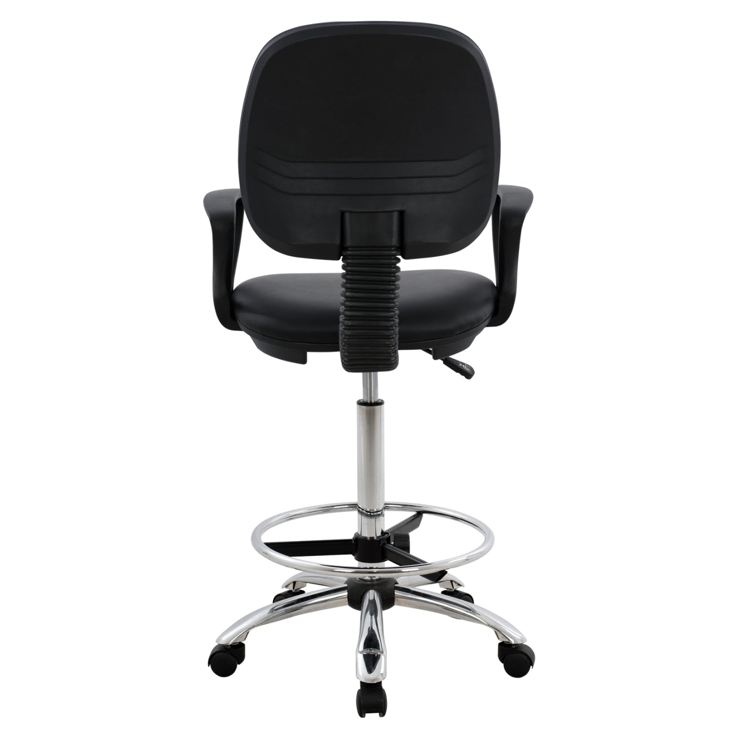 Офис стол  IVERN 56,5x60x136см черна еко кожа хром крак 64x55x112-120
