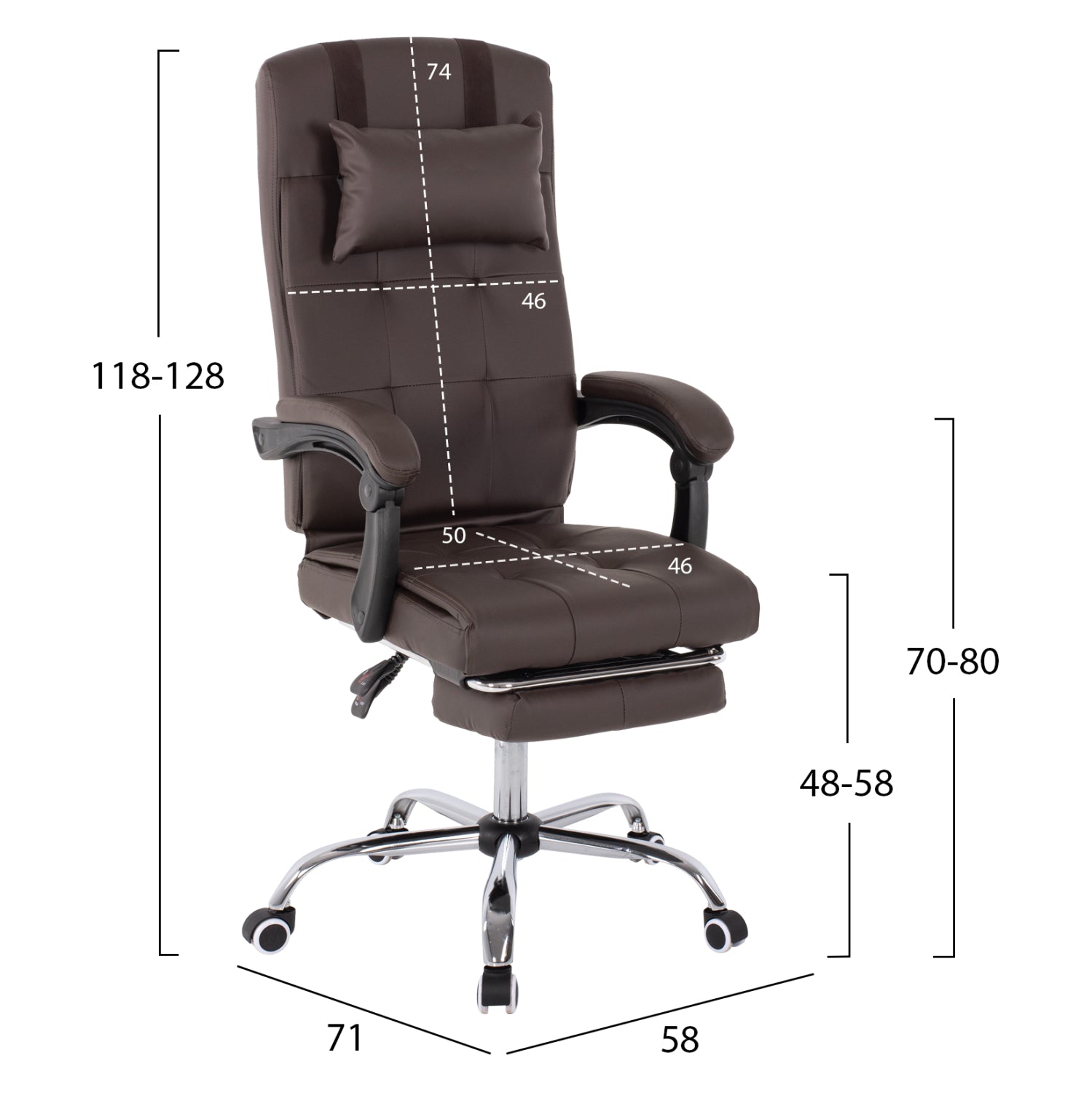 Офис стол EXECUTIVE кафяв цвят 58x71x128см