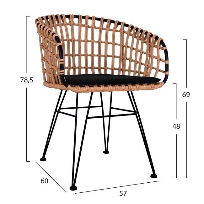 Комплект градински ALEGRA  от 4 бр/маса 100x45x46 см., диван и 2 стола  ракита, бежов