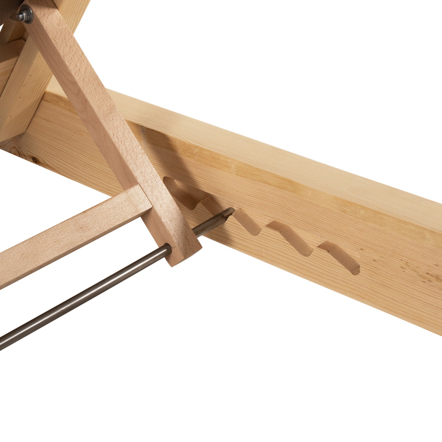 Шезлонг Икариа с борови крака в естествен текстил мока - възглавница 20 см