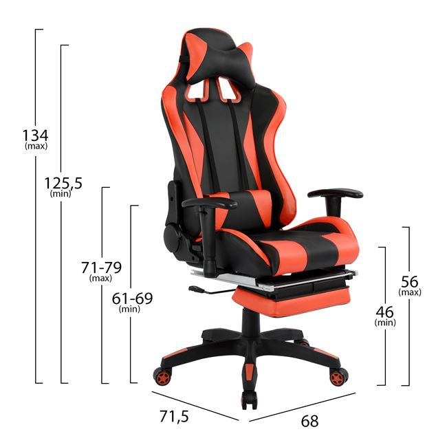 Геймърски офис стол SPEED черен-червен цвят  68 x 71.5 x 134 см