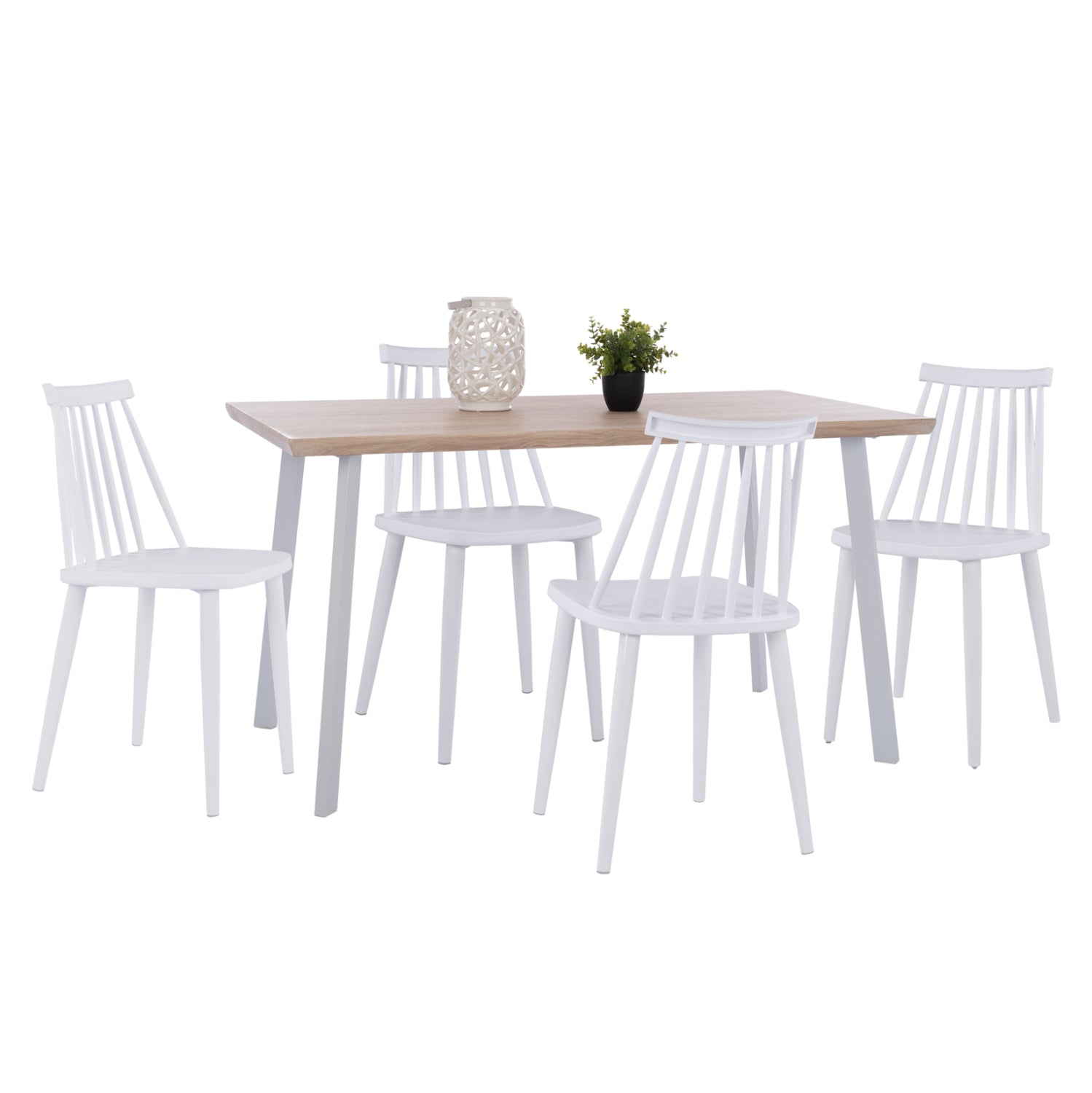 5бр. ofira mdf порен трапезен комплект в sonama--бели столове