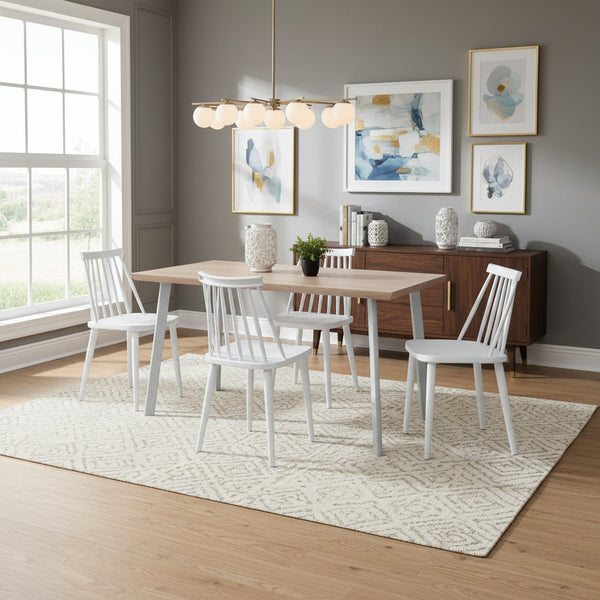 Трапезен комплект в цвят сонома  5бр. ОFIRA mdf  бели столове