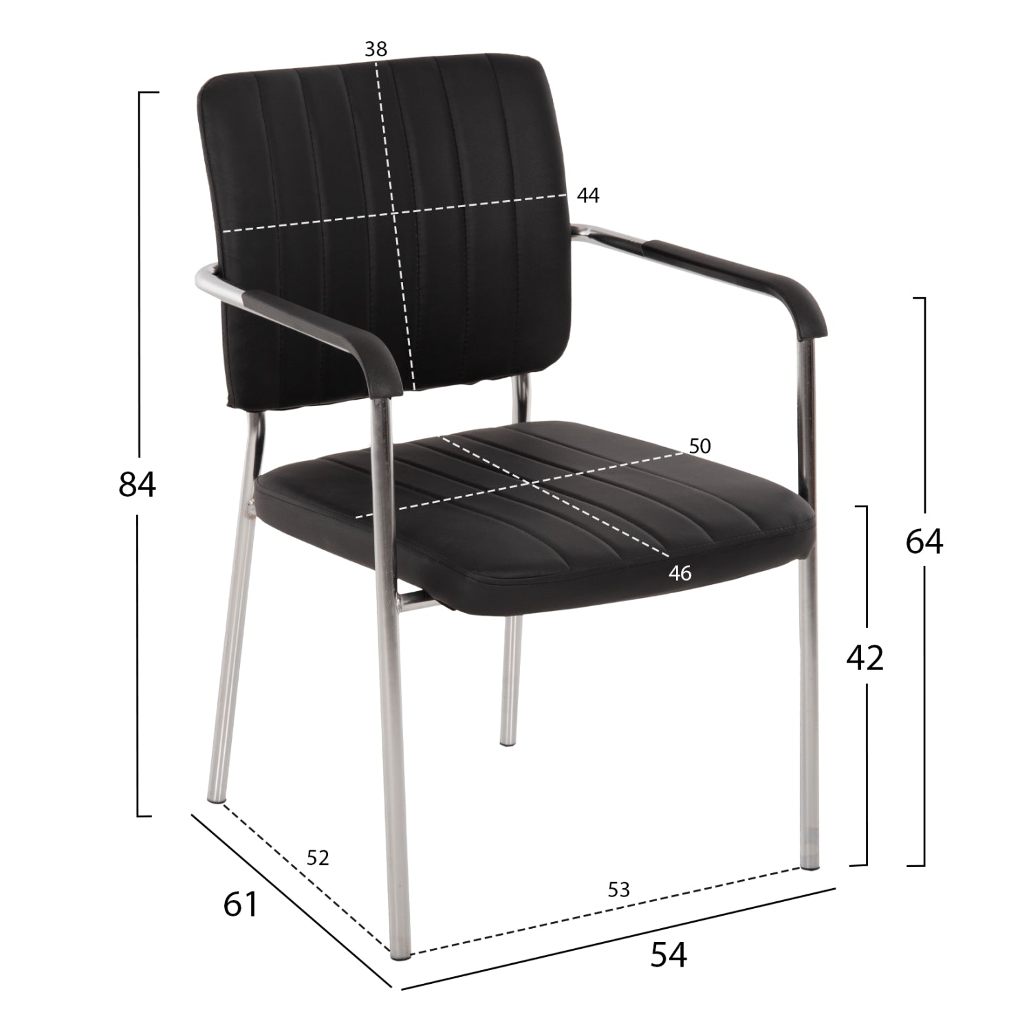 Посетителски стол Questa черен цвят   54x62x84 см.