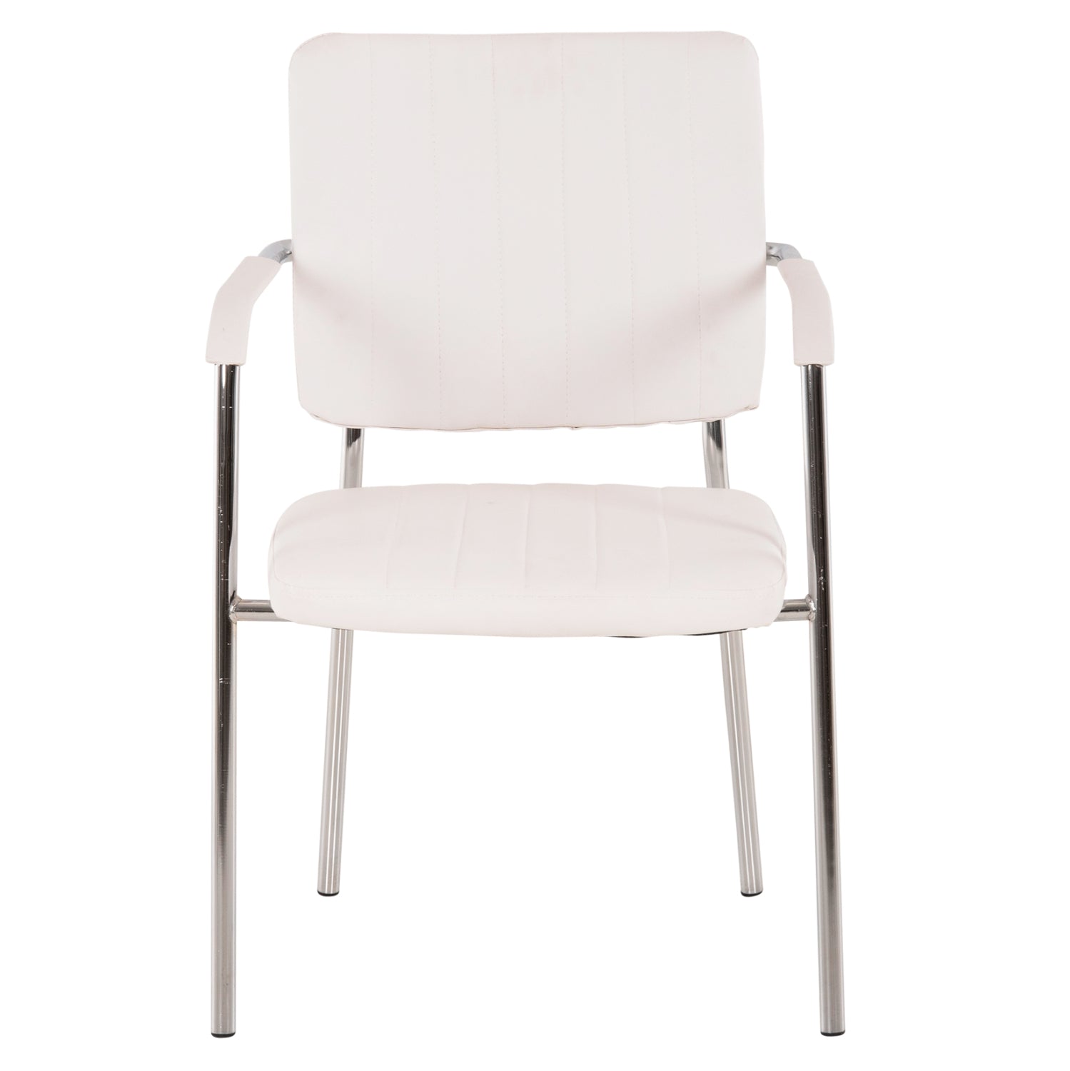 Посетителски стол QUESTA цвят бял-хром 56.5x59x85 см