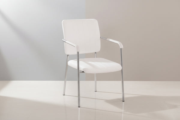 Посетителски стол QUESTA цвят бял-хром 56.5x59x85 см
