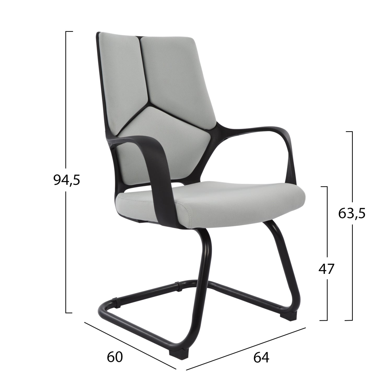 Посетителски стол CENTRIC сив-черен цвят  64x60x94,5см.