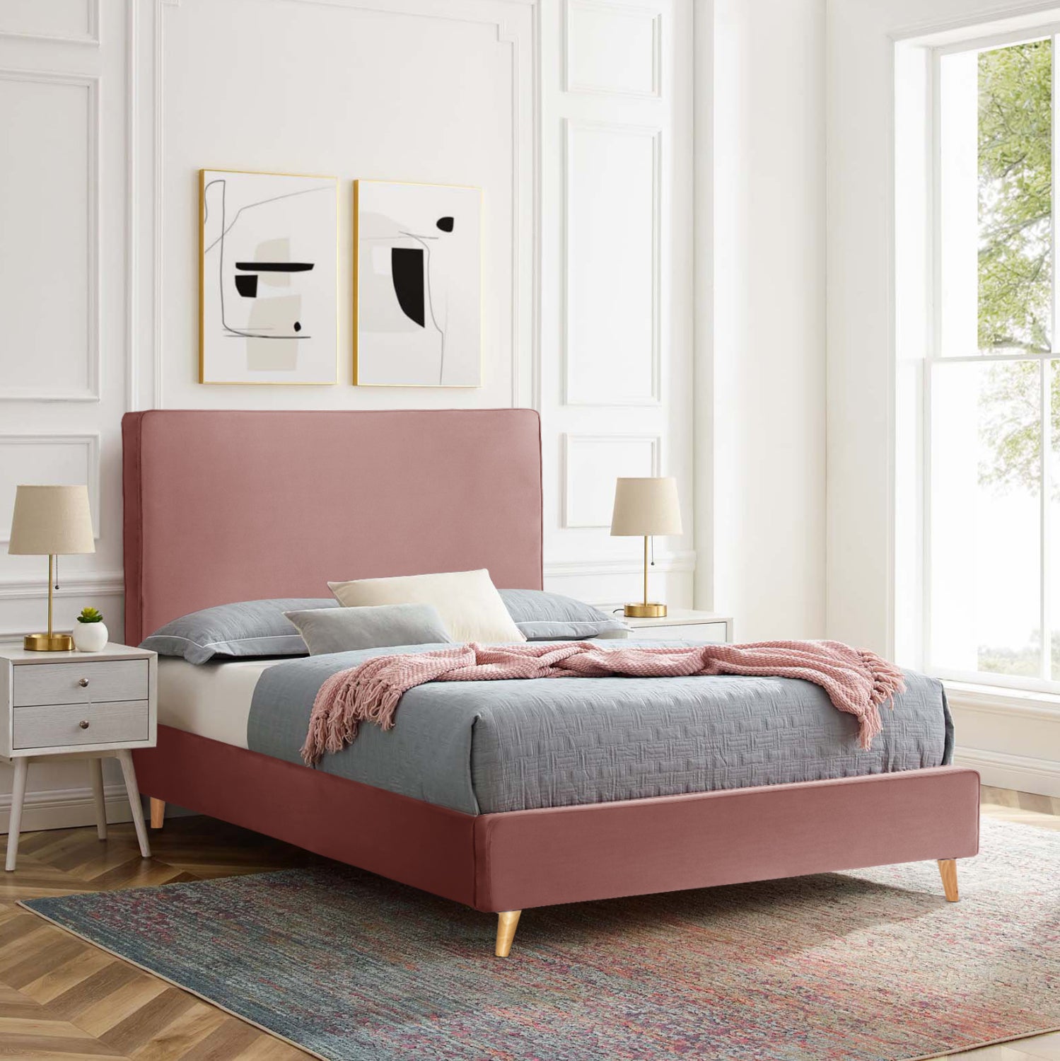 Полудвойно легло с матрак maylin dusty pink velvet -- матрак 120x200см