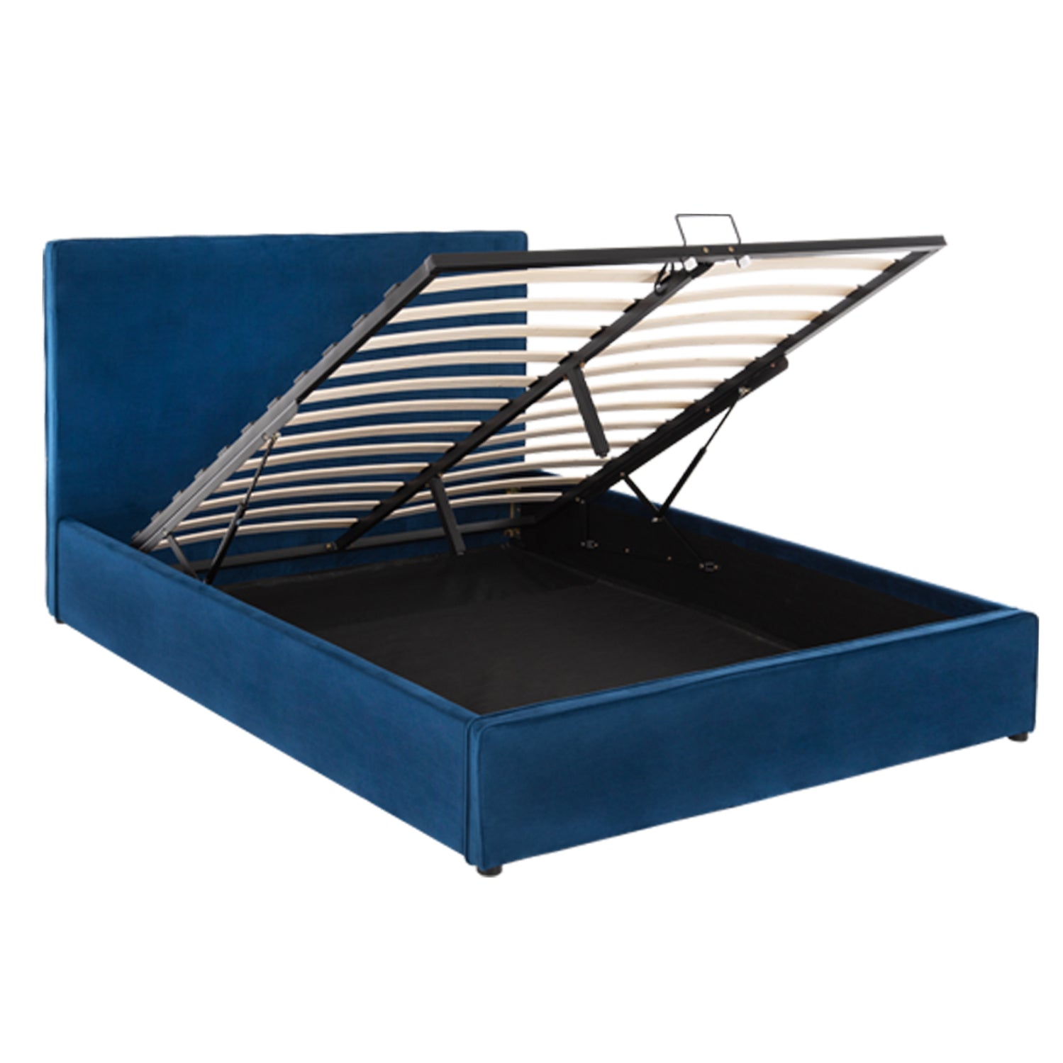Легло с матрак и място за съхранение allie blue velvet -- матрак 160х200см