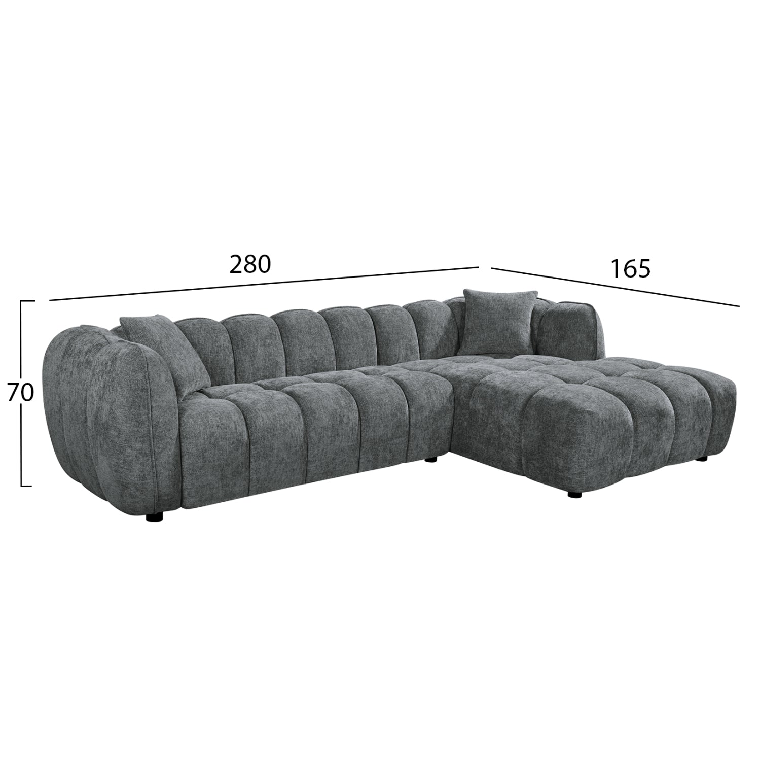 Комплект ъглов диван (десен)-фотосел lykke КГ10821.01r сив плат