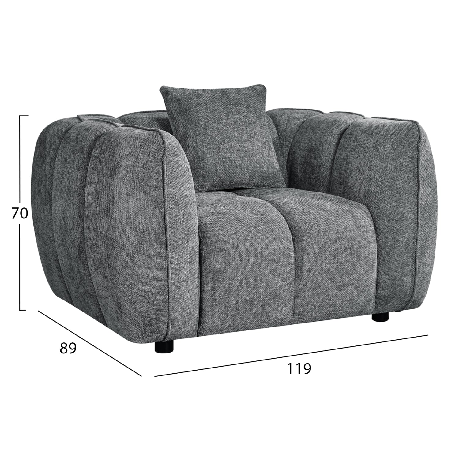 Комплект ъглов диван (десен)-фотосел lykke КГ10821.01r сив плат