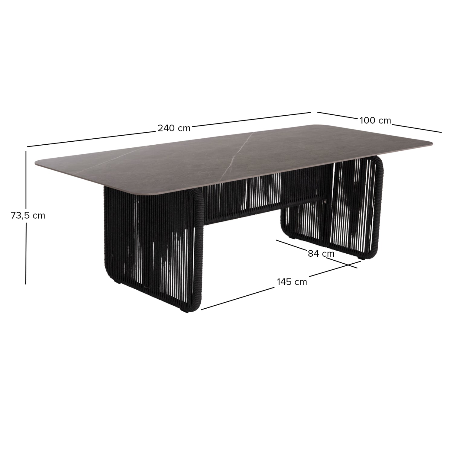 Комплект за трапезария 6-местаGOFFEN сив алуминий-сив камък--възглавници сиви