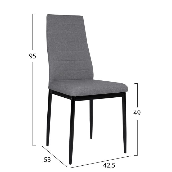 Комплект от 5 части маса черна и столове  сиви метални крака 42,5x53x95 см