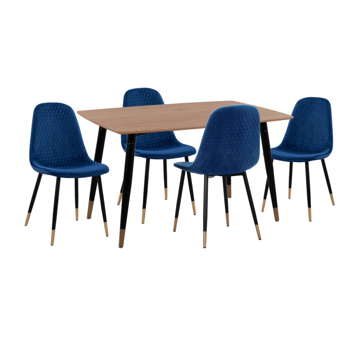 Трапезен комплект 5бр aliza mdf top-velvet blue & metal black