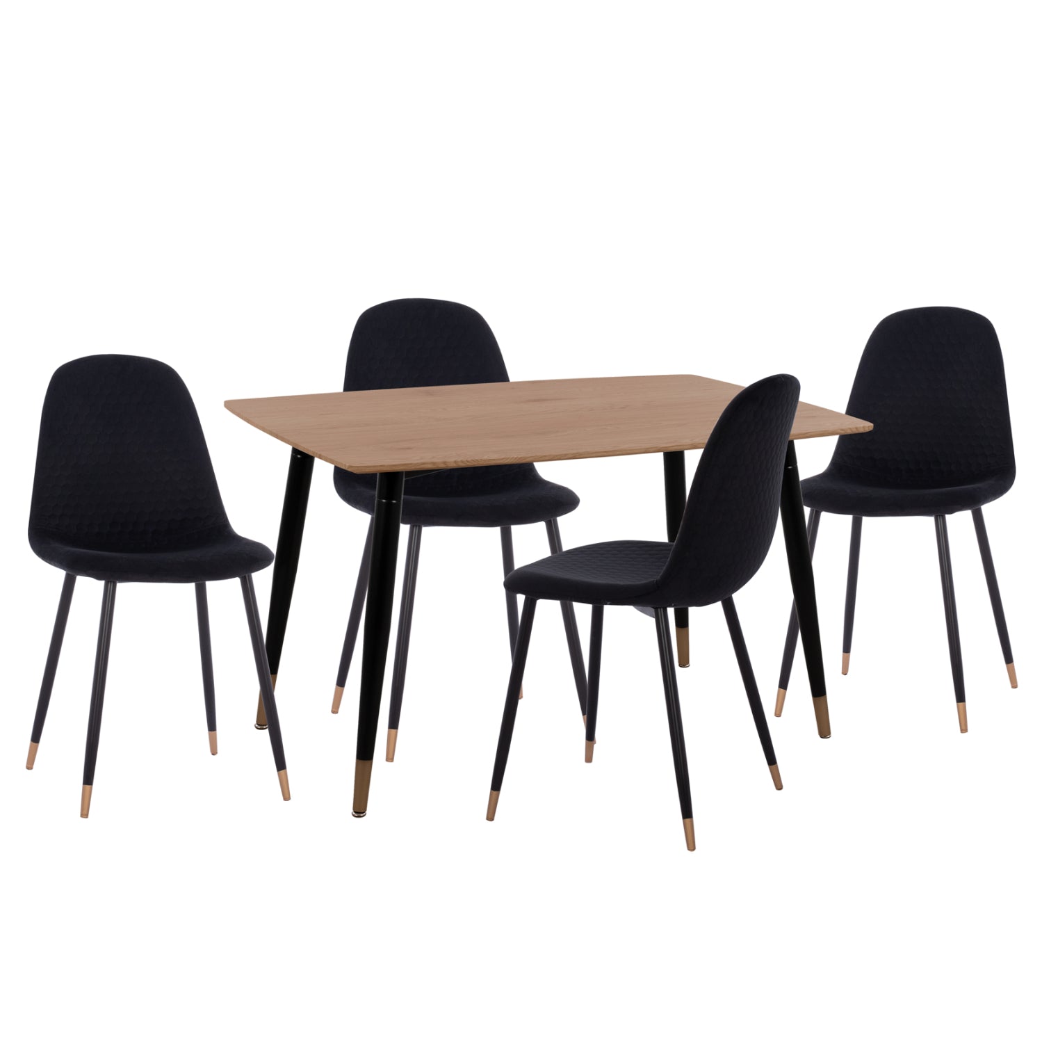 Трапезен комплект 5бр aliza мдф топ-кадифе и метал в черно