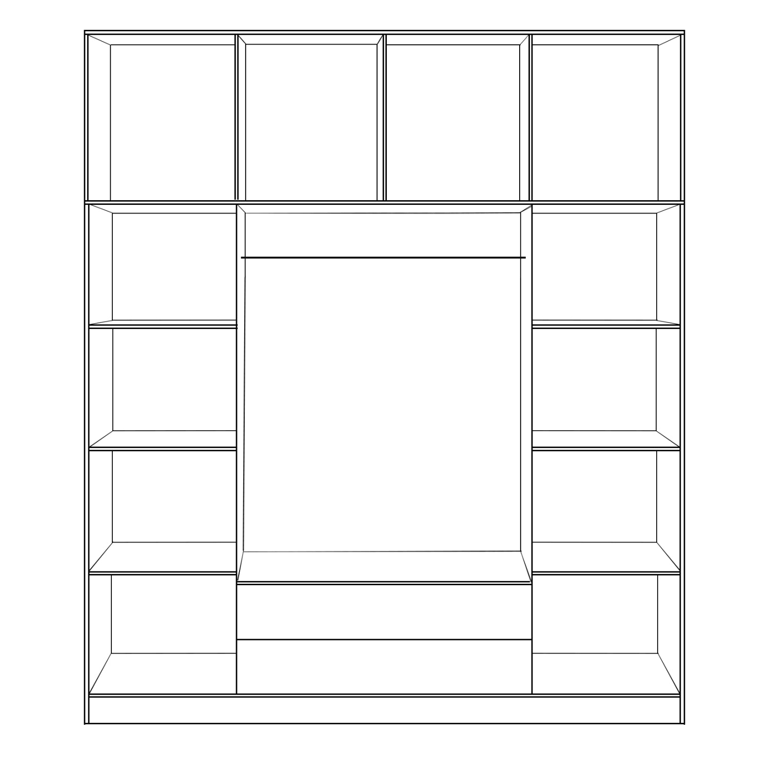 Гардероб с 4 врати, с надстройка 200x240x55.5 и 2 чекмеджета цвят сонама